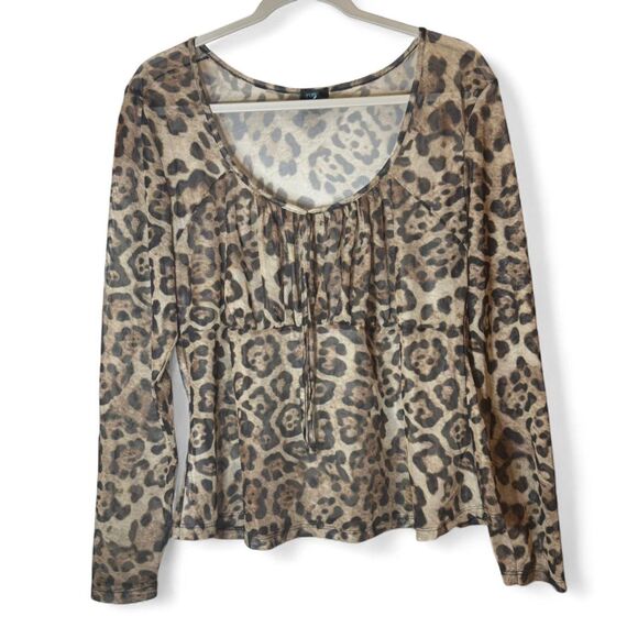 Rue+ Sheer Leopard Print Blouse Shirt Size 3X - Picture 1 of 4
